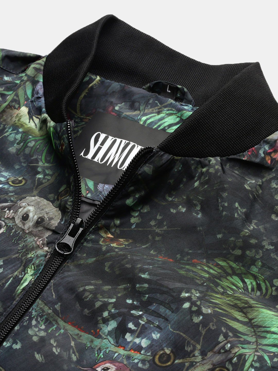 Men Printed Green Bomber Jacket