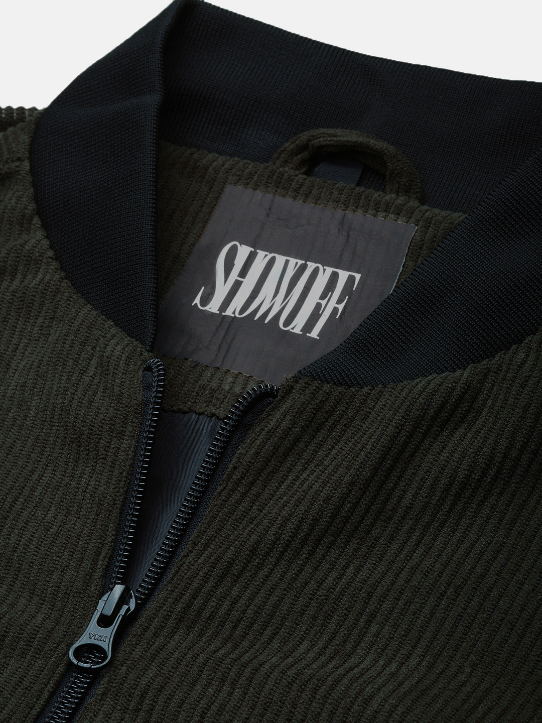 Men Solid Olive Bomber Jacket