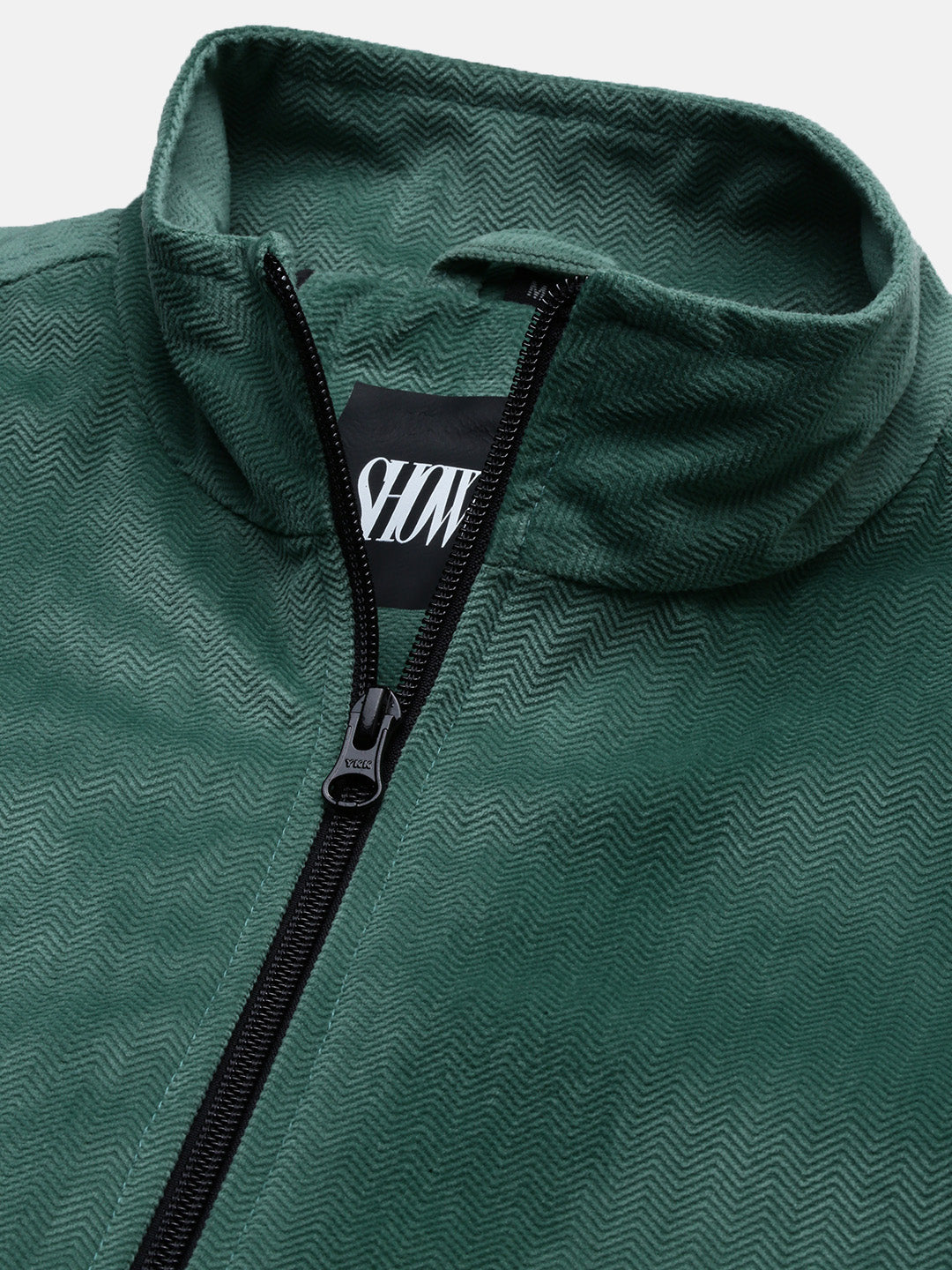 Men Green Solid Bomber Jacket