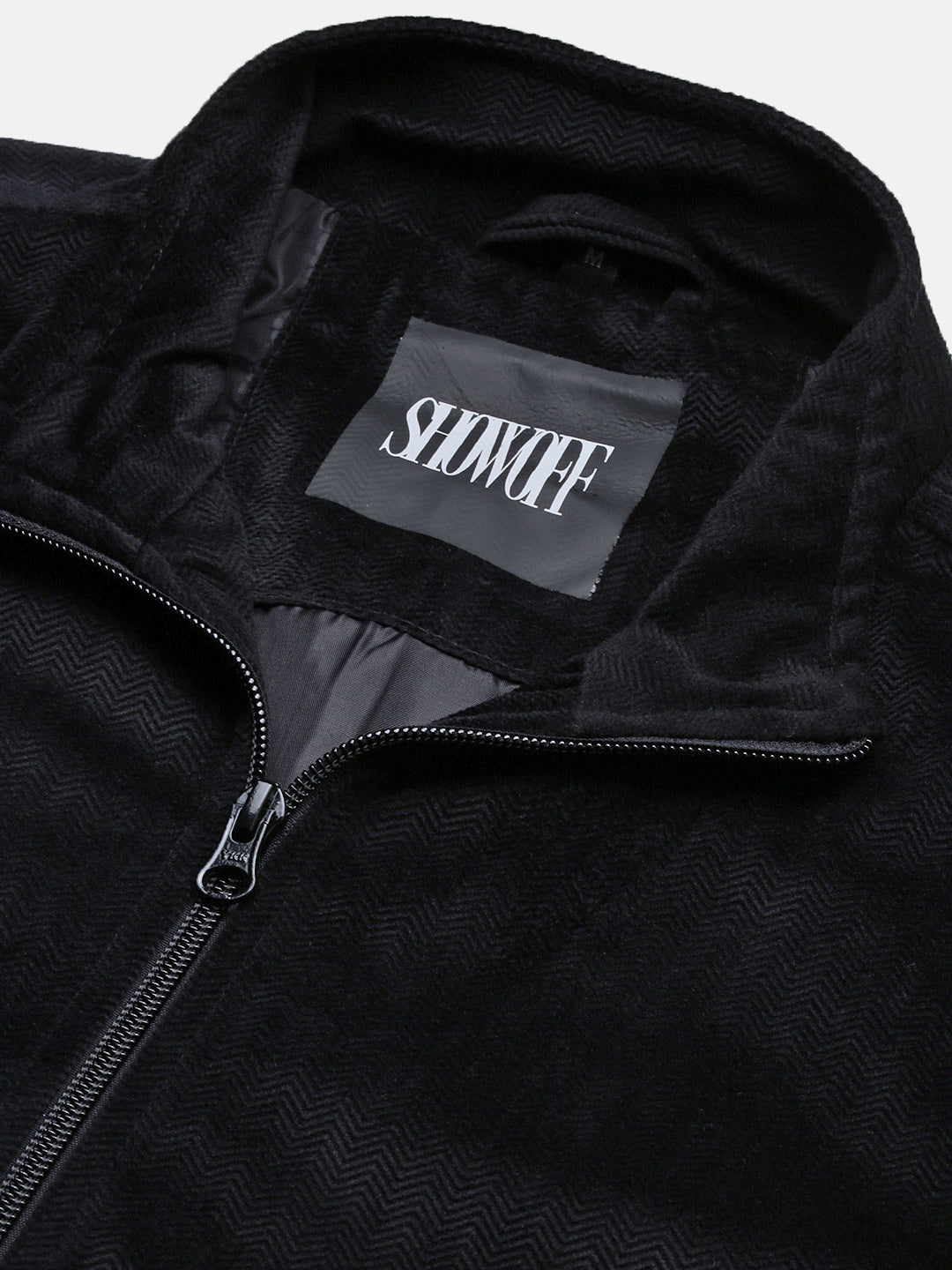 Men Black Solid Bomber Jacket