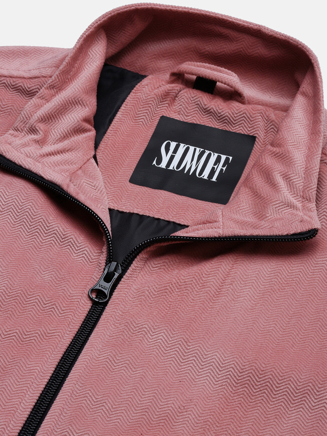 Men Pink Solid Bomber Jacket