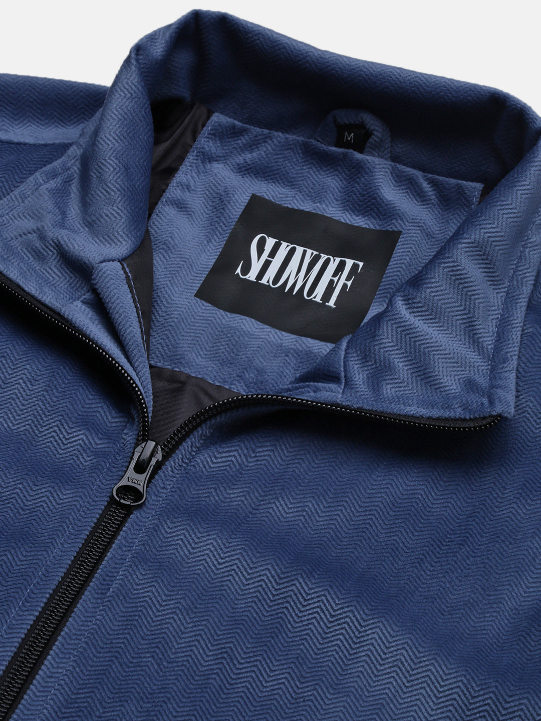 Men Blue Solid Bomber Jacket