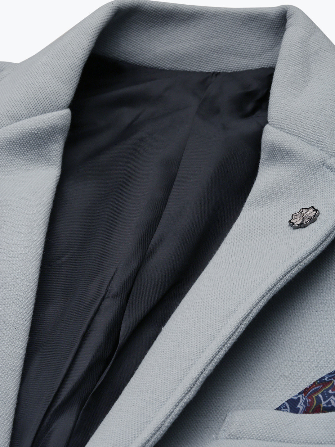 Men's Blue Single-Breasted Slim Fit Blazer with Notched Lapel