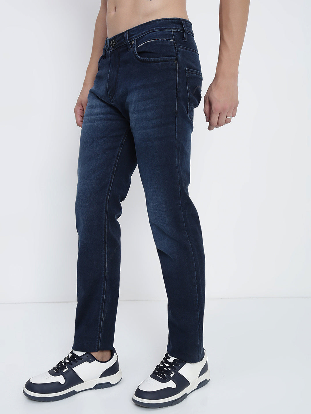 Men's Navy Blue Straight Fit Jeans