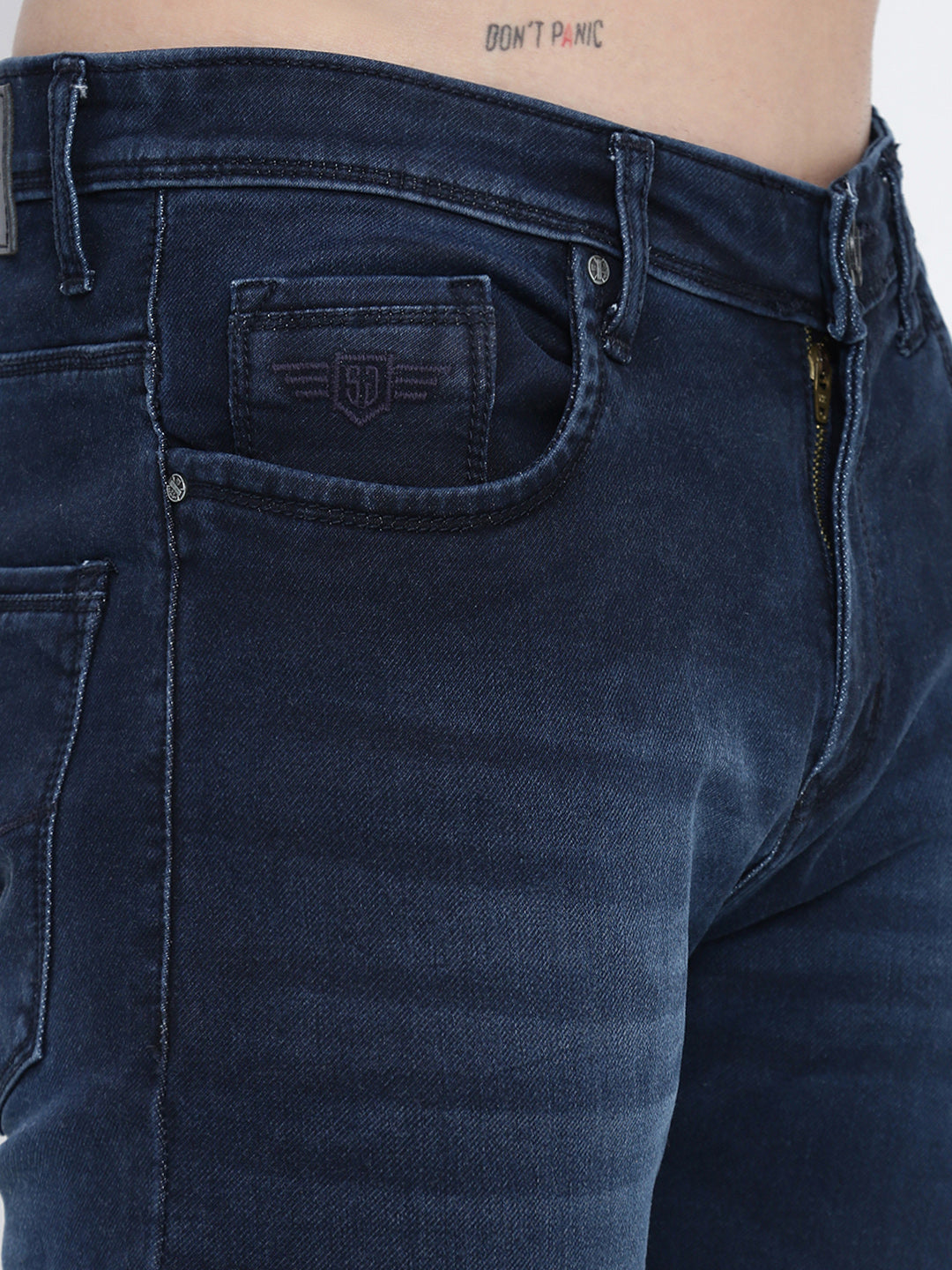 Men's Navy Blue Straight Fit Jeans