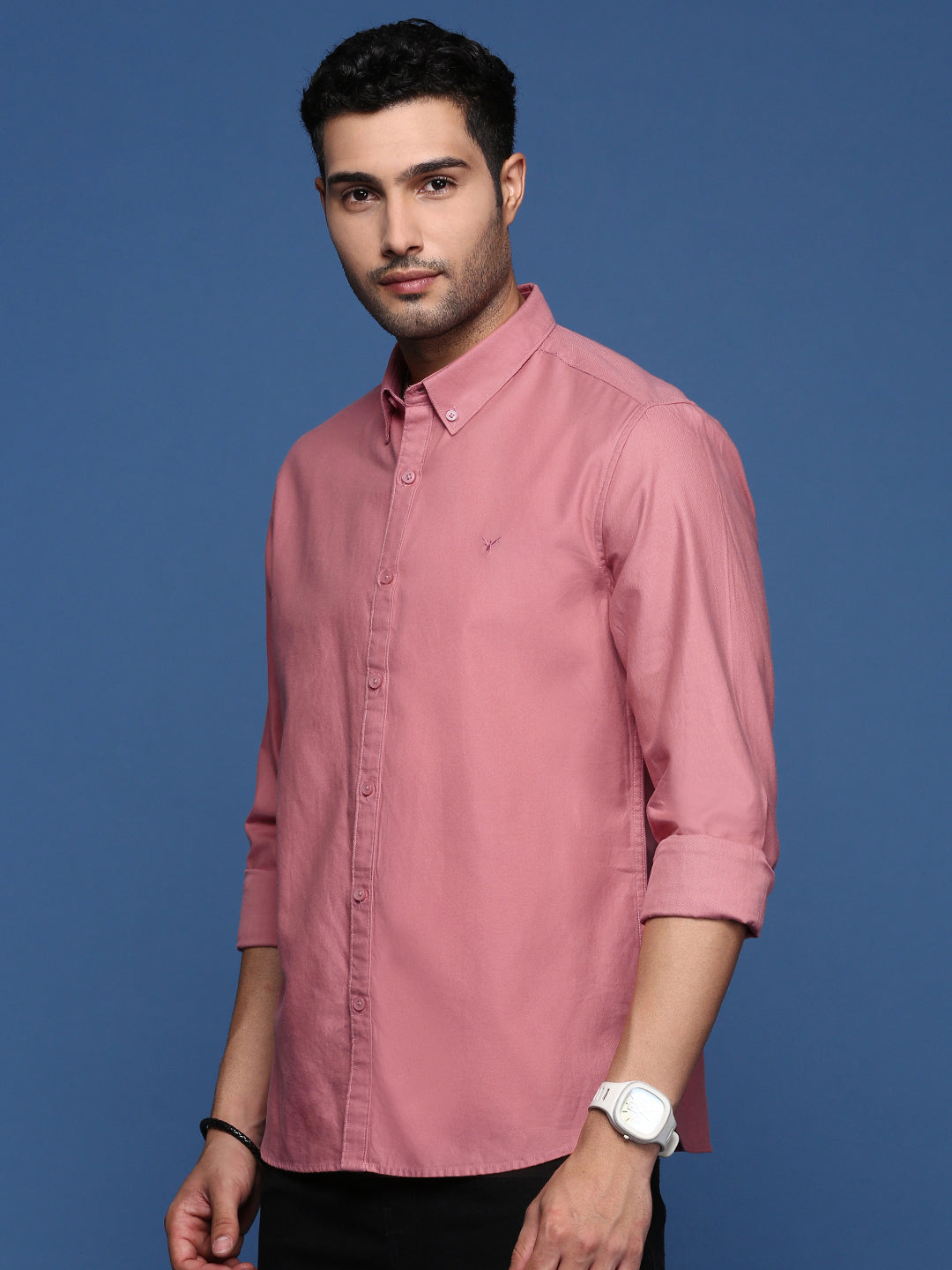 Men Solid Mauve Slim Fit Shirt