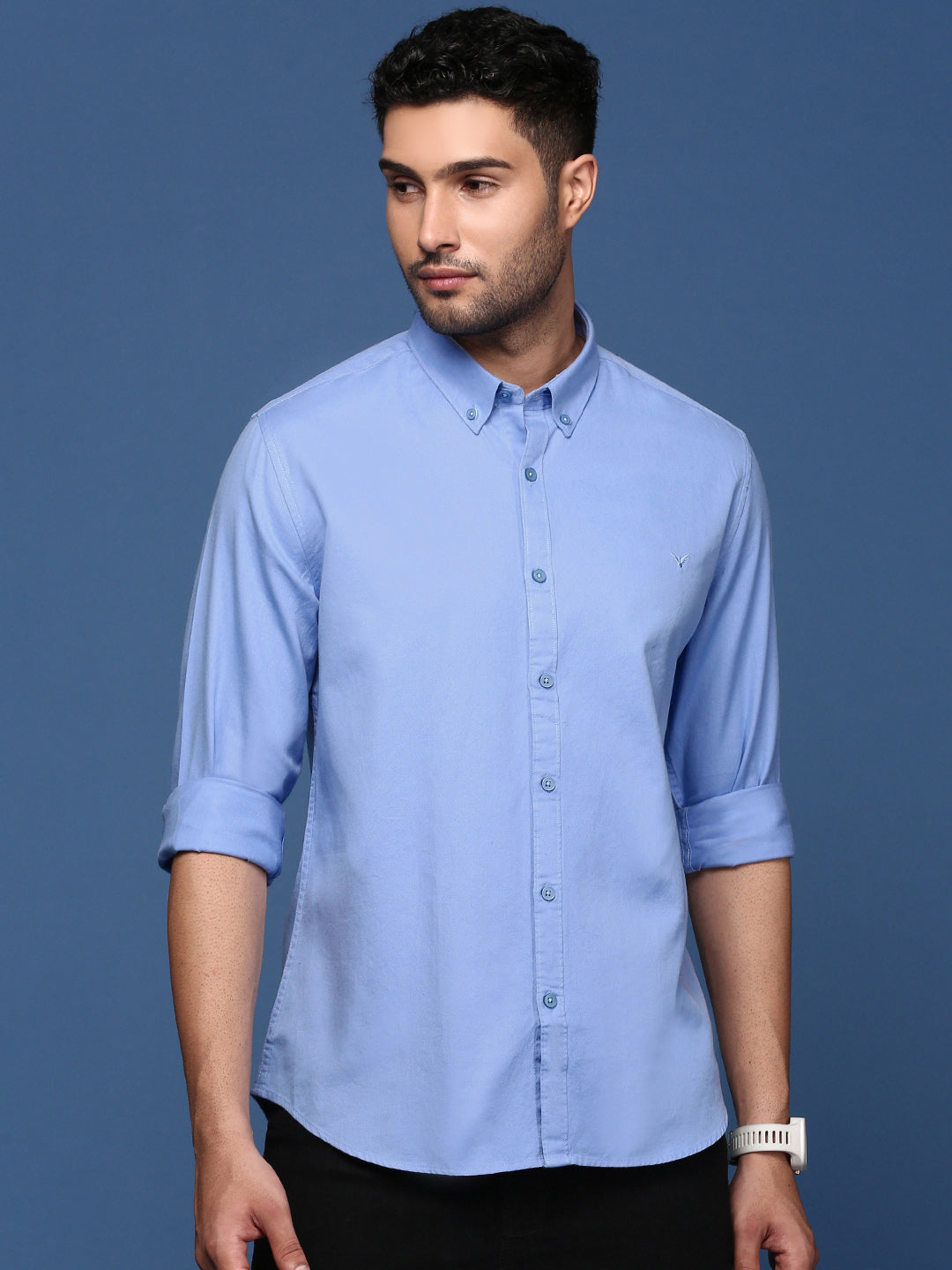 Men Solid Blue Slim Fit Shirt