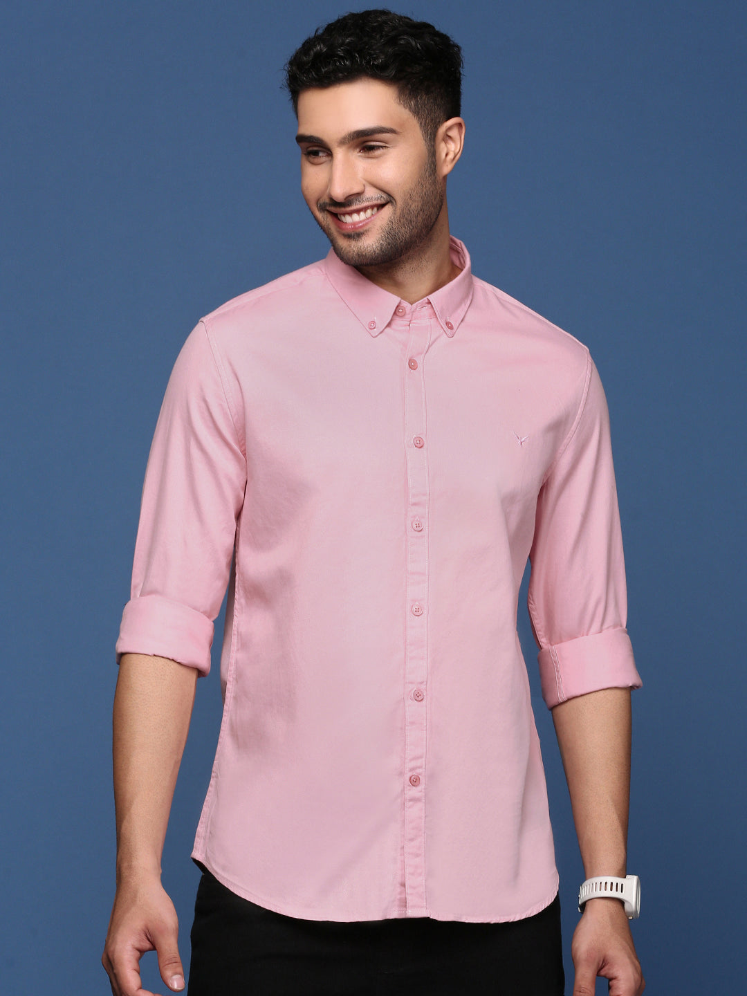 Men Solid Pink Slim Fit Shirt