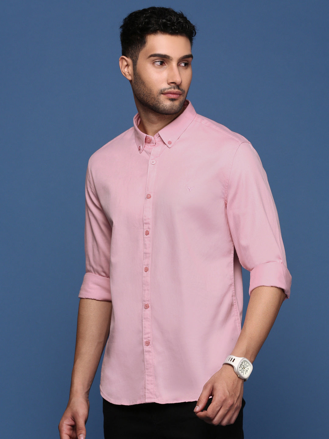 Men Solid Pink Slim Fit Shirt