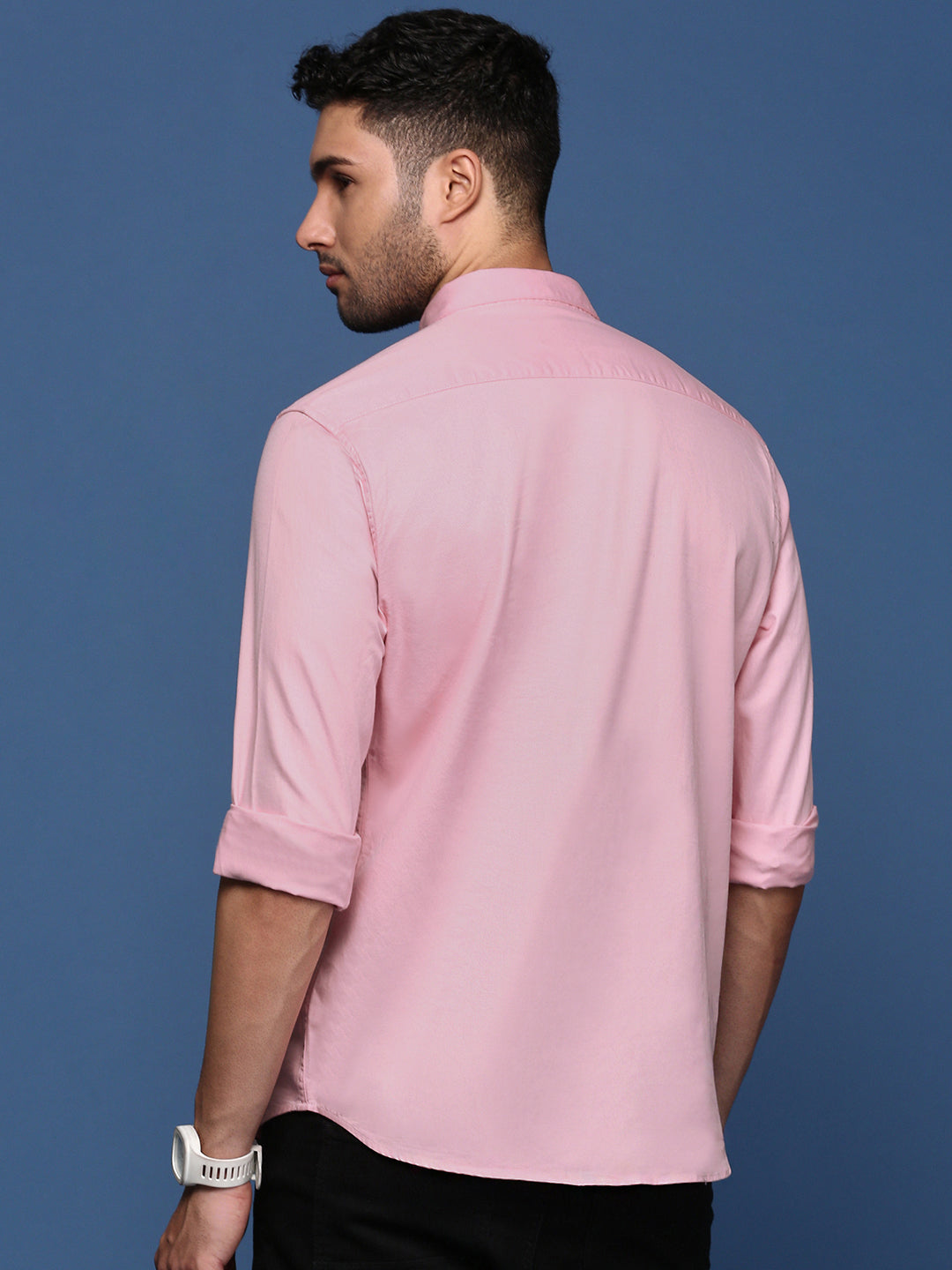 Men Solid Pink Slim Fit Shirt