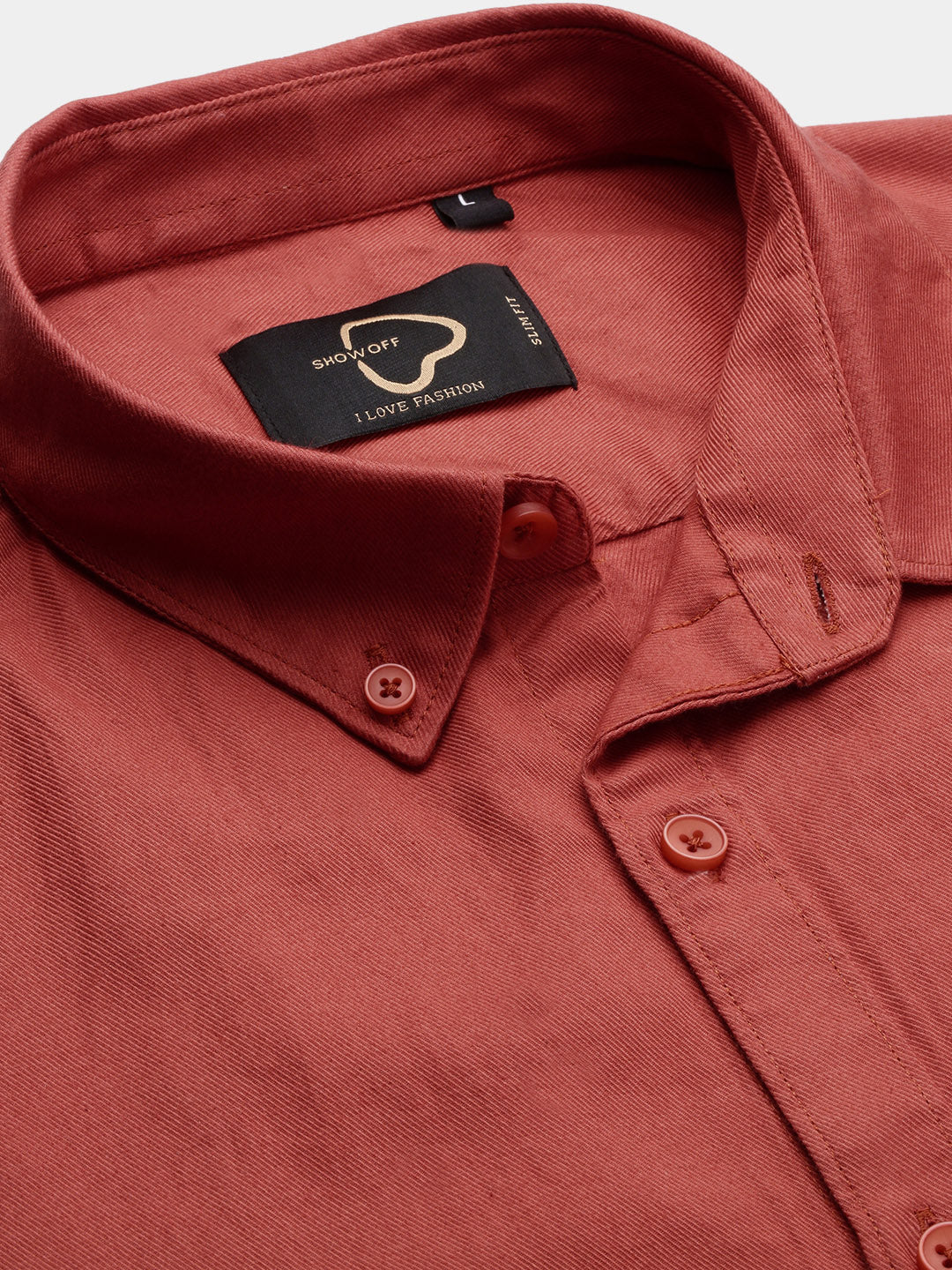 Men Solid Rust Slim Fit Shirt