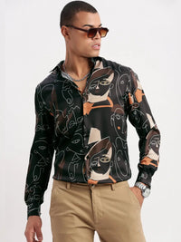 Men's Graphic Black Casual Party Shirt