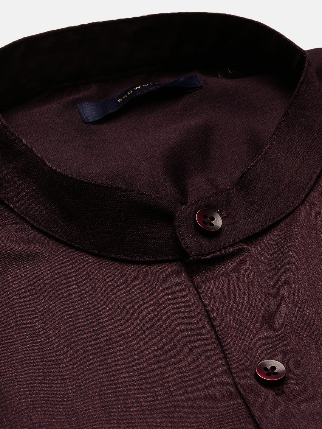 Men Mandarin Collar Solid Slim Fit Purple Shirt