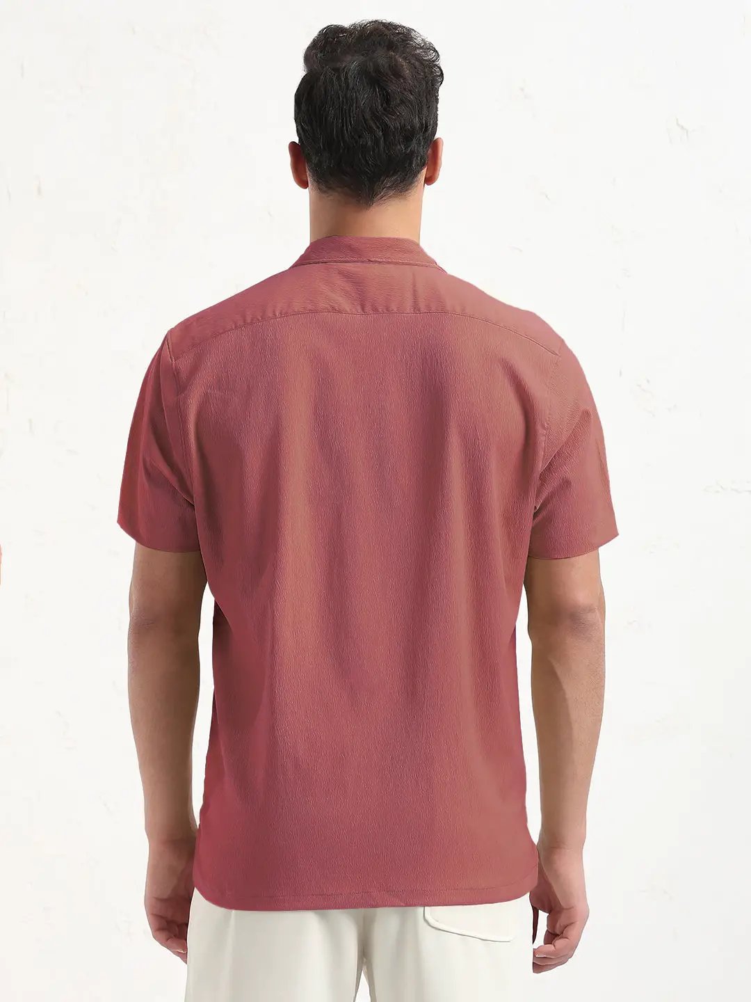 Men's Pink Cuban Collar Relaxed Fit Shirt - from SHOWOFFFF