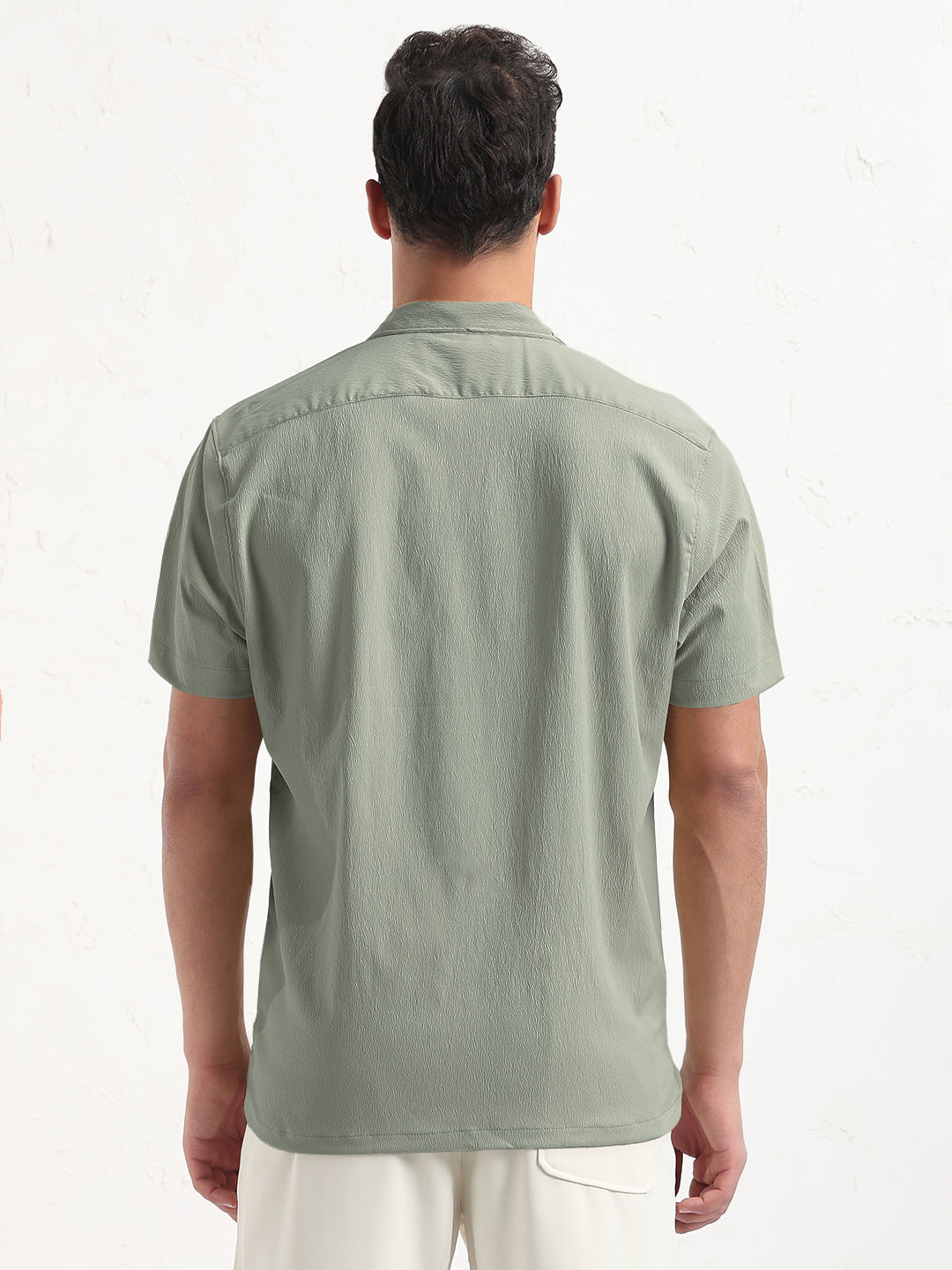 Men's Grey Cuban Collar Relaxed Fit Shirt