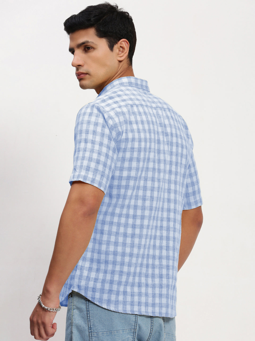 Men's Checked Blue Slim Fit Shirt