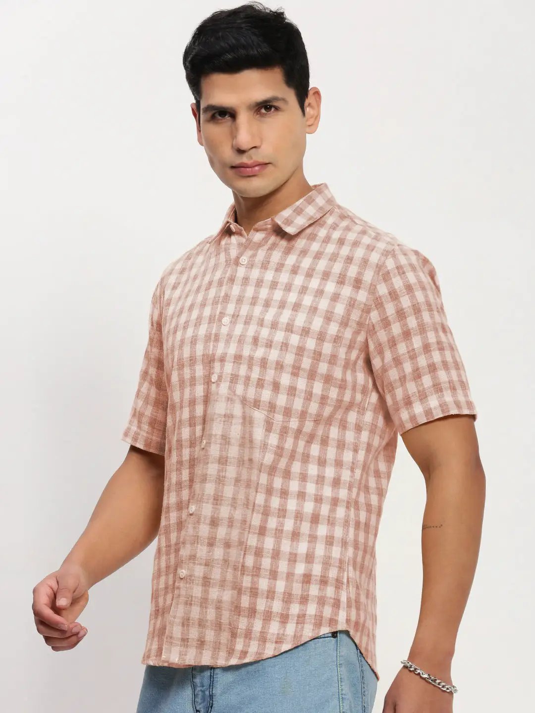 Men's Checked Brown Slim Fit Shirt - from SHOWOFFFF