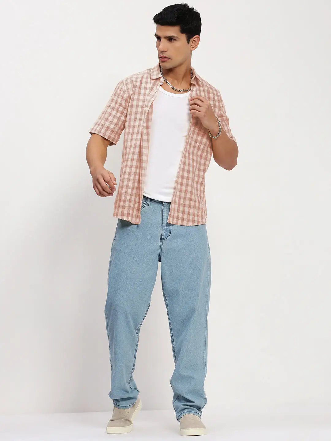 Men's Checked Brown Slim Fit Shirt - from SHOWOFFFF