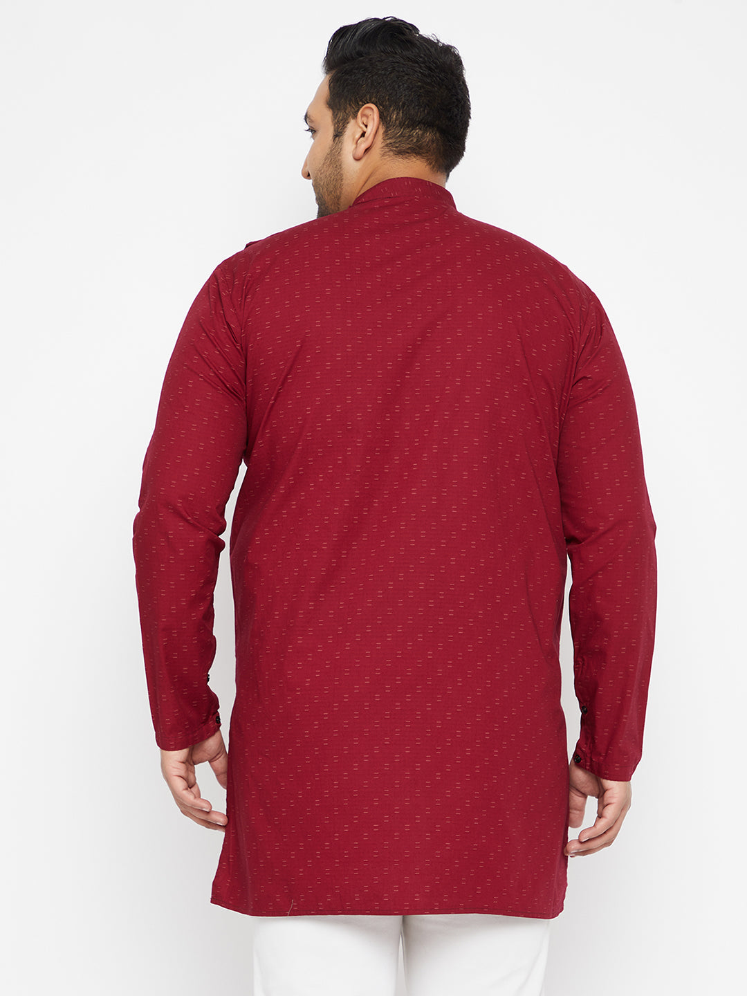 Men Geometric Maroon Straight Kurta