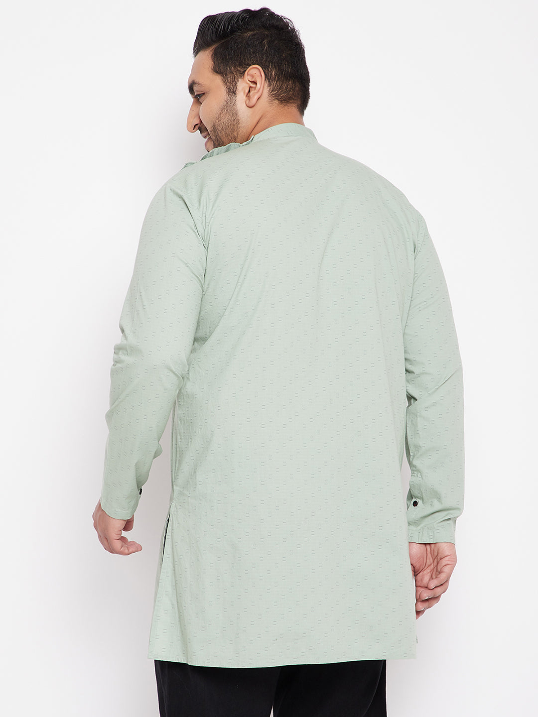 Men Geometric Green Straight Kurta