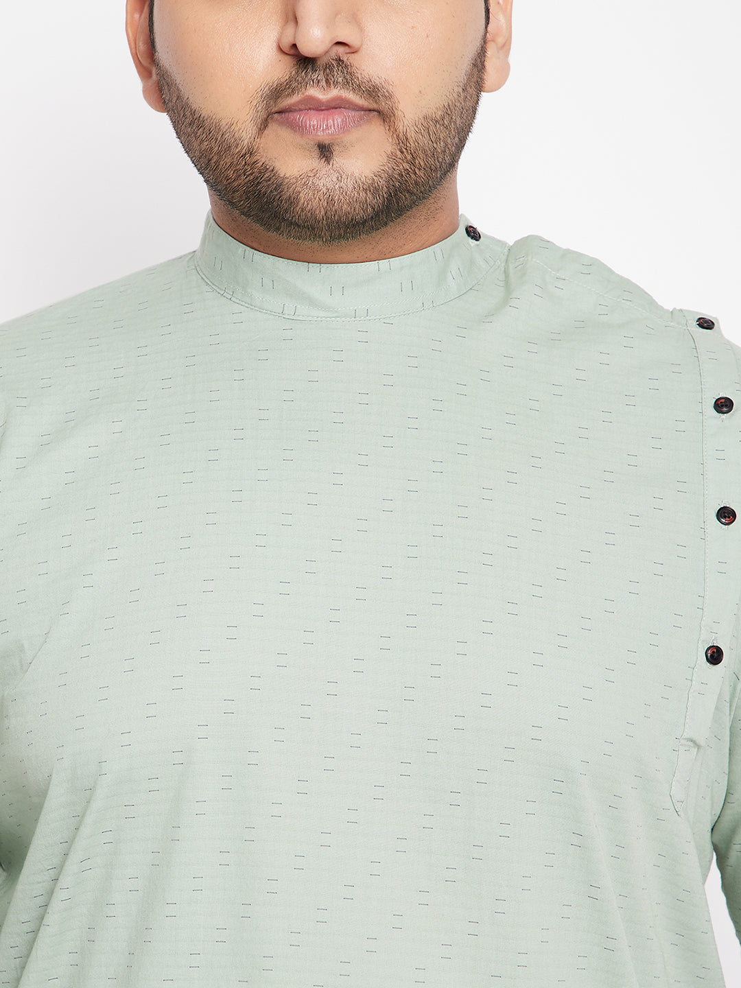 Men Geometric Green Straight Kurta