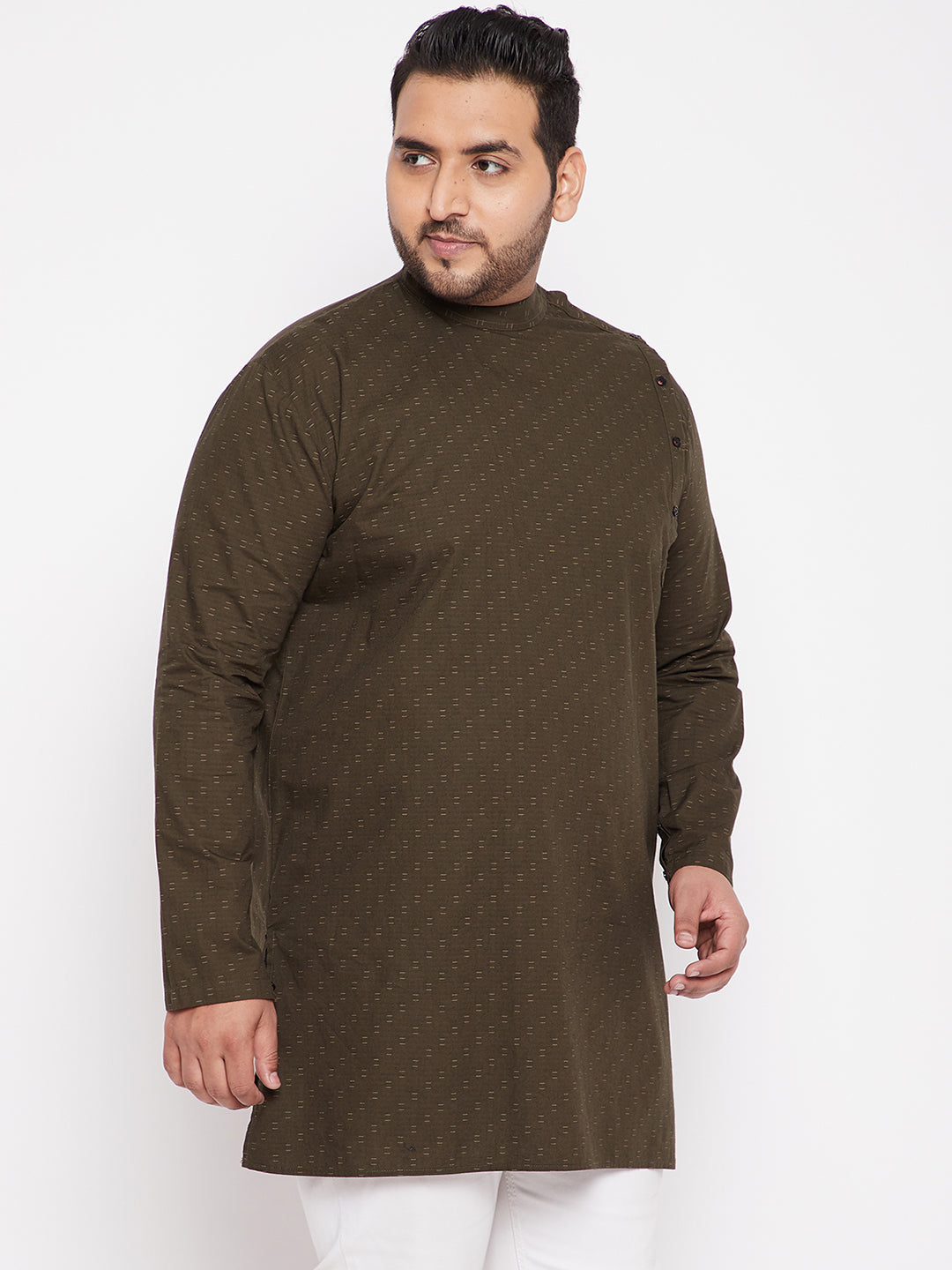 Men Geometric Green Straight Kurta