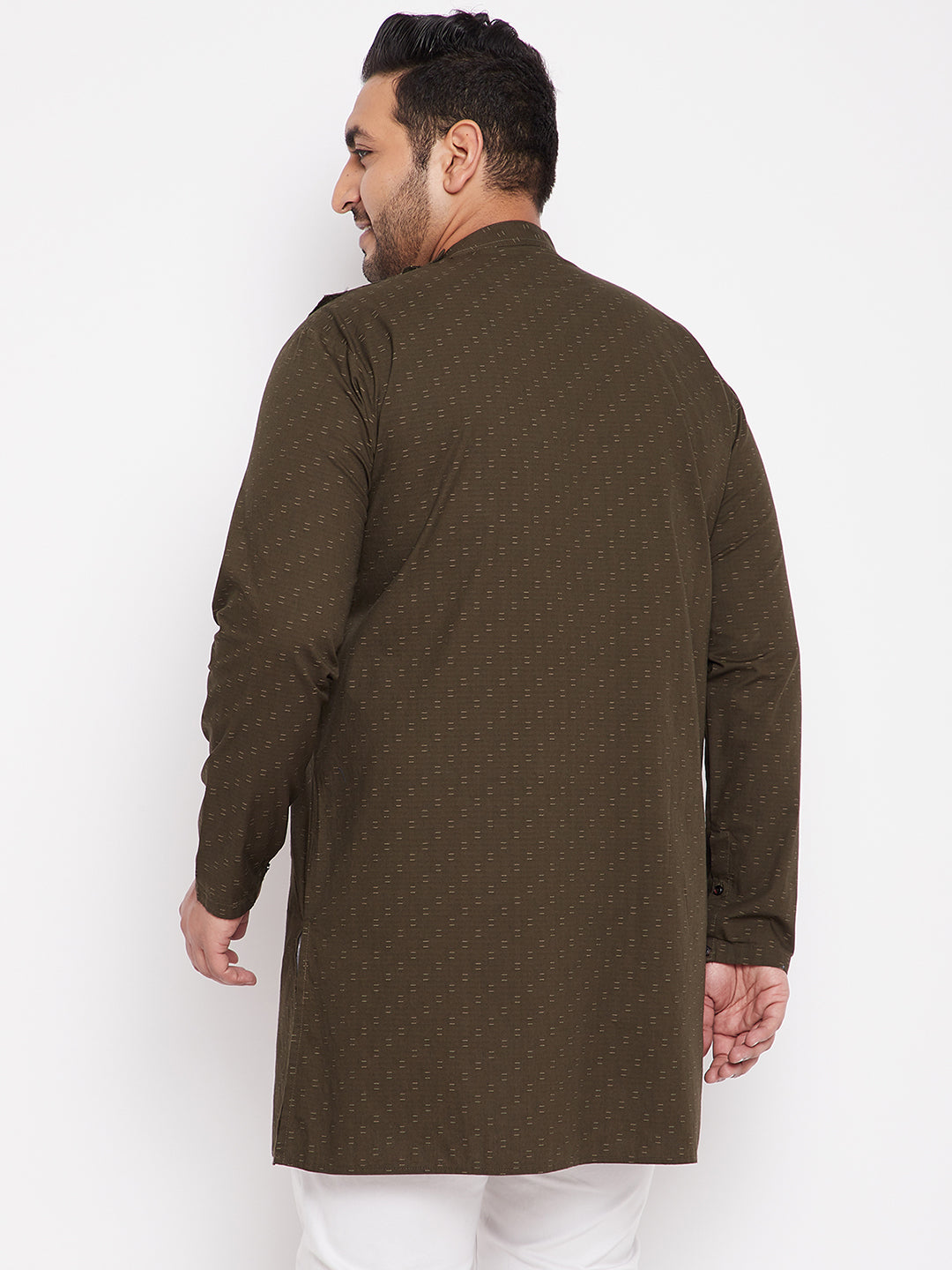 Men Geometric Green Straight Kurta