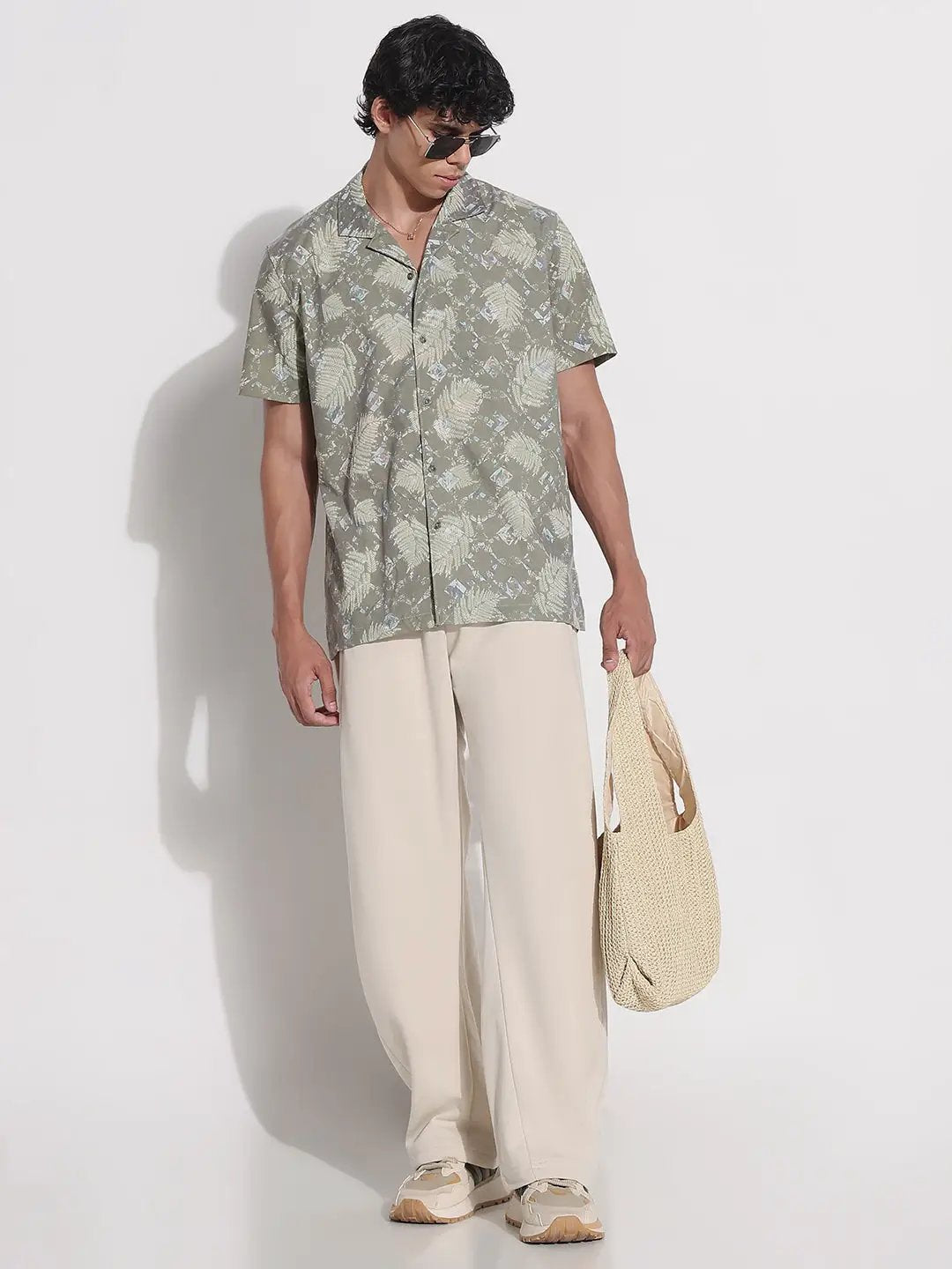 Men's Green Floral Cuban Collar Relaxed Fit Shirt - from SHOWOFFFF