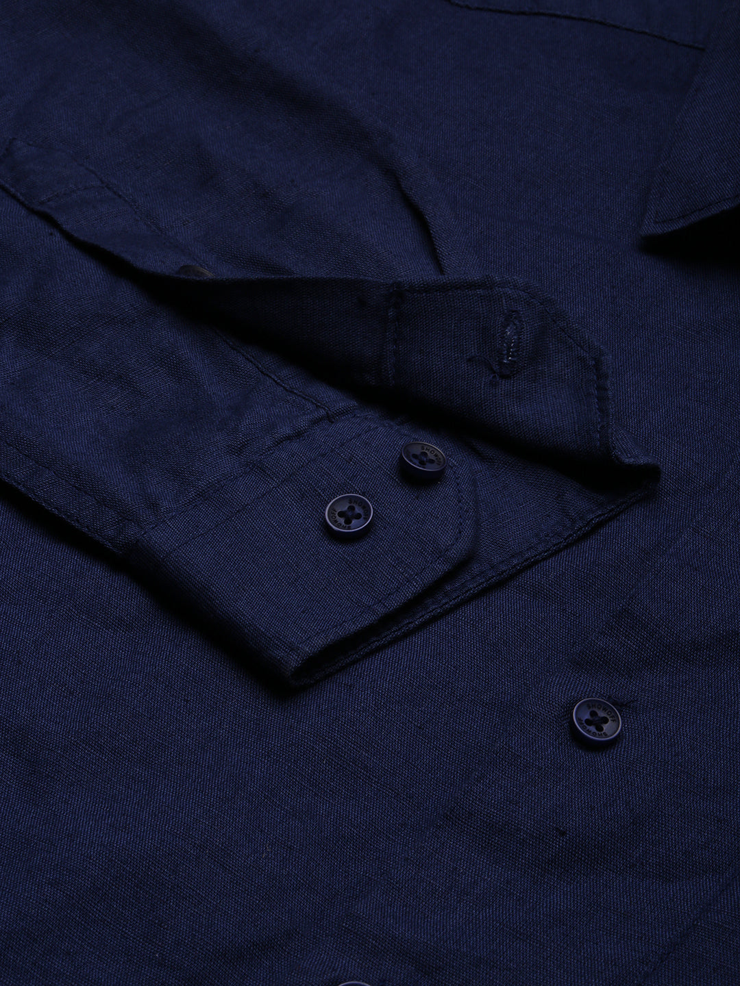 Men's Spread Collar Solid Navy Blue Shirt
