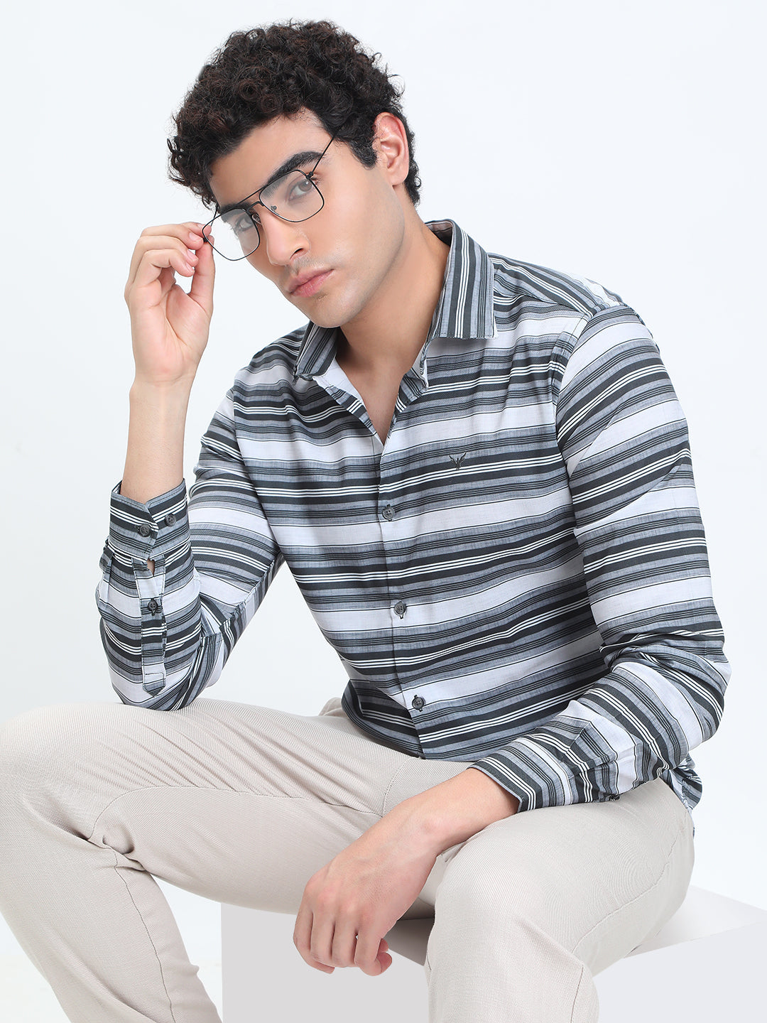 Men's Striped Olive Regular Fit Shirt