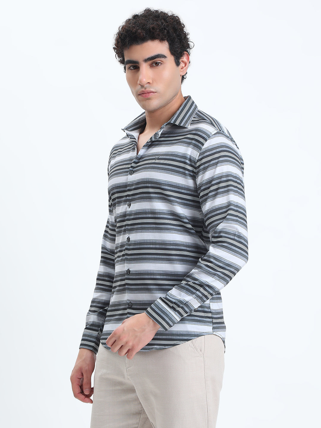 Men's Striped Olive Regular Fit Shirt