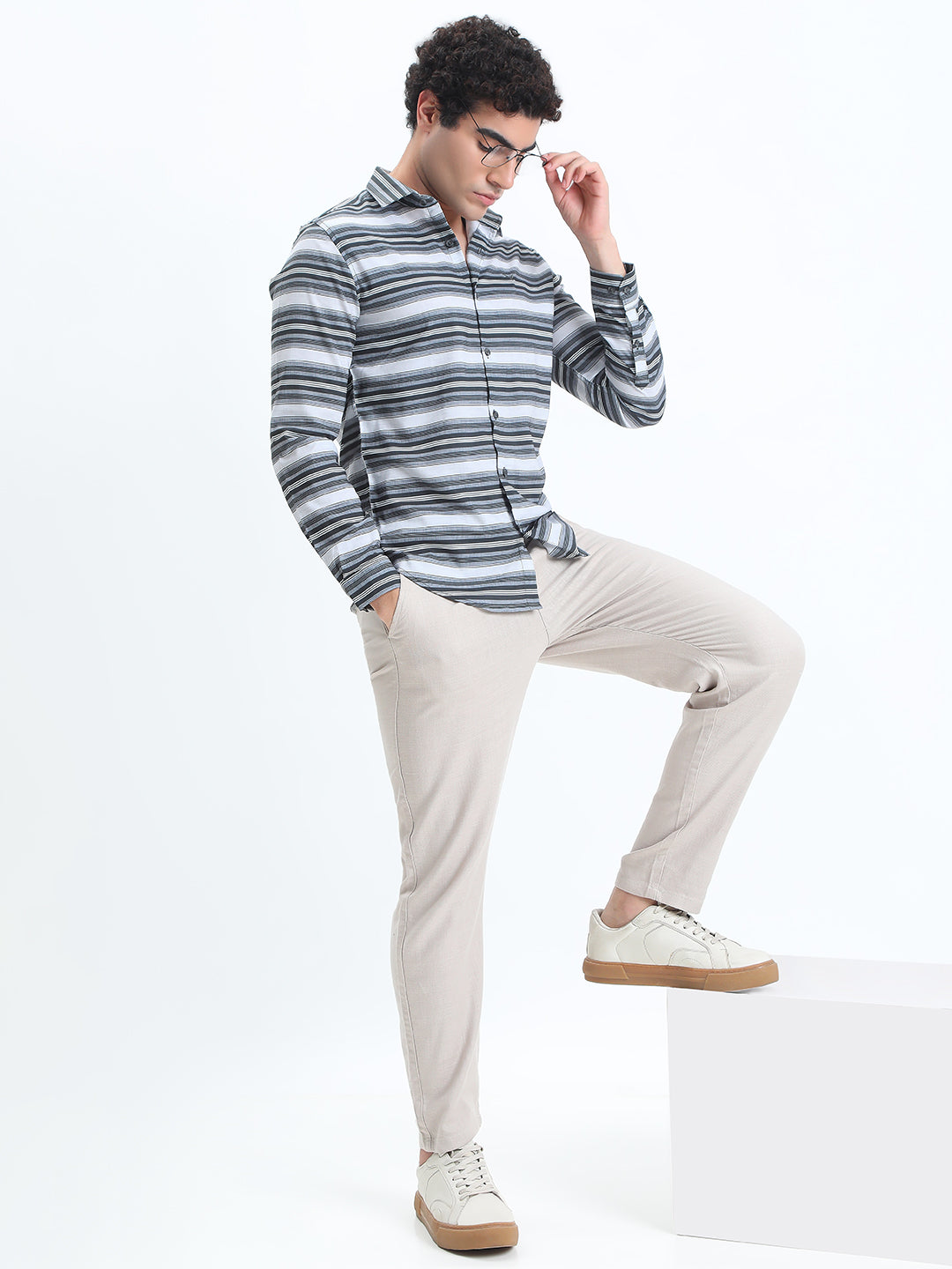 Men's Striped Olive Regular Fit Shirt