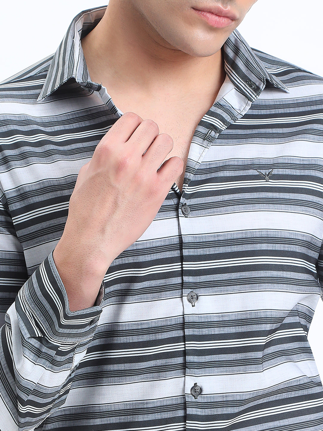 Men's Striped Olive Regular Fit Shirt