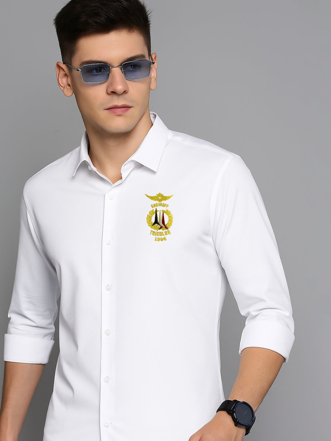 Men's Striped White Slim Fit Shirt