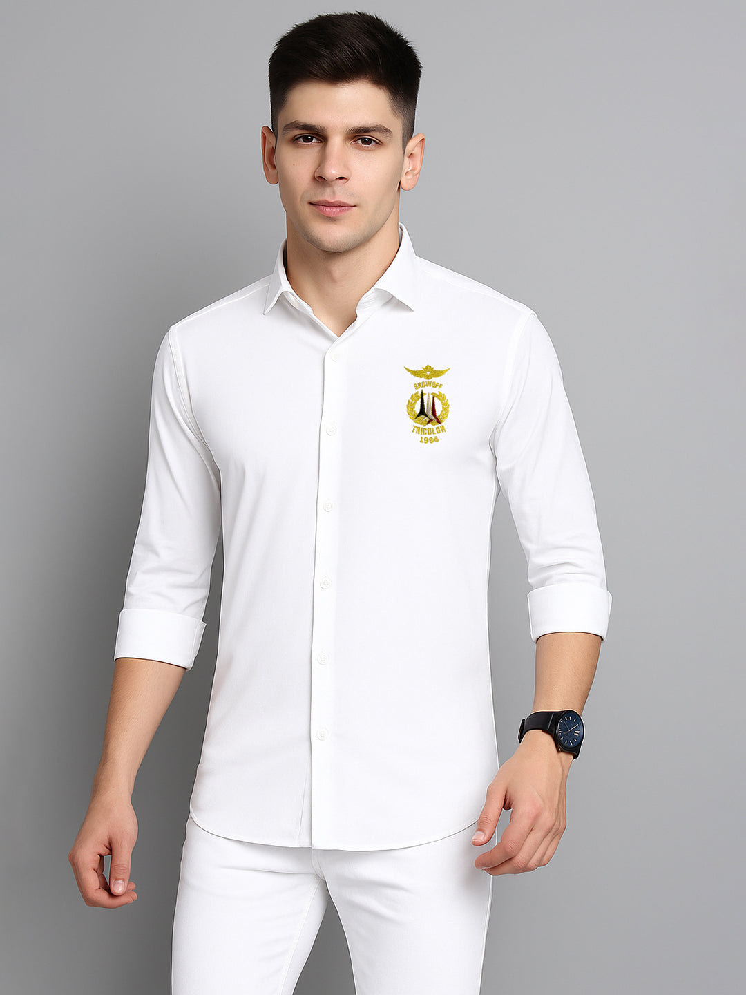 Men's Striped White Slim Fit Shirt