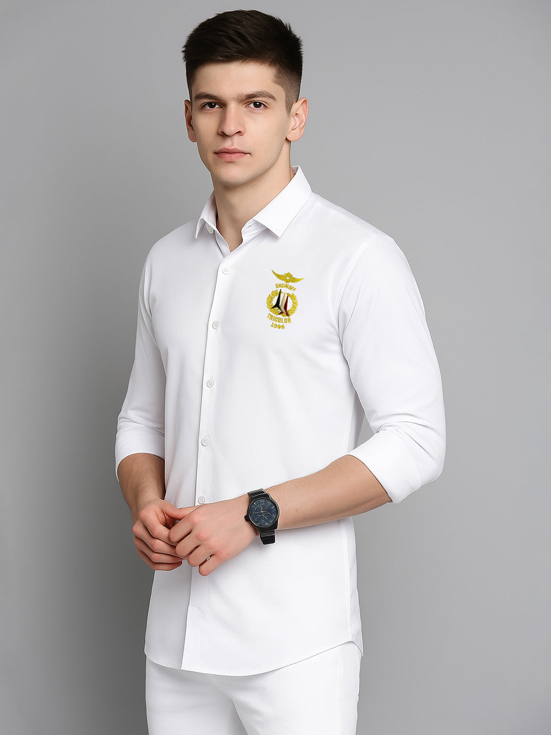 Men's Striped White Slim Fit Shirt