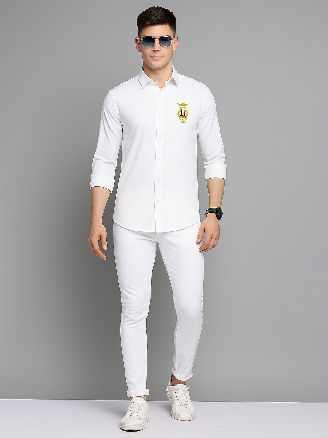 Men's Striped White Slim Fit Shirt