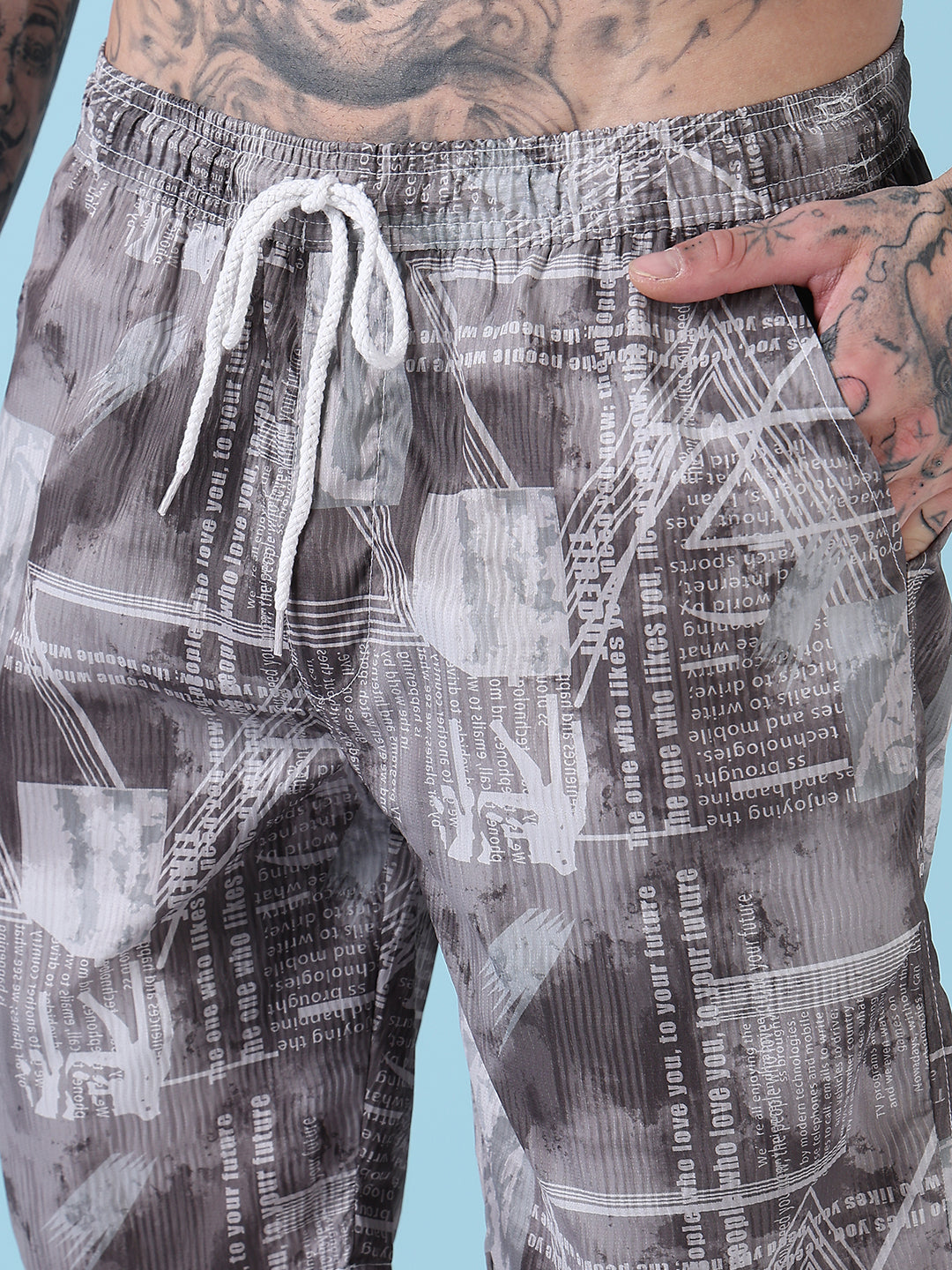 Men's Olive Printed Cuban Collar Relaxed Fit Co-Ords Set