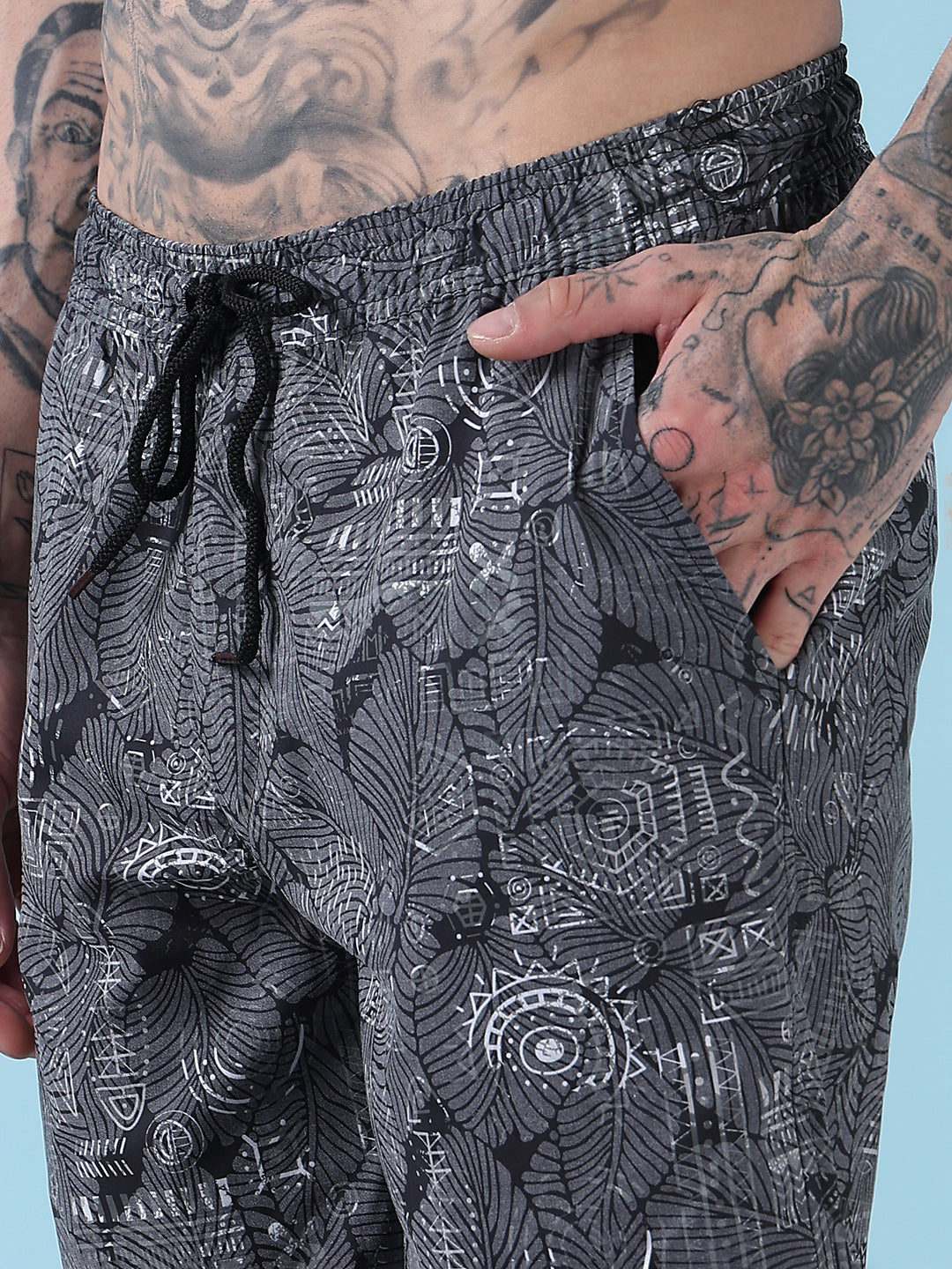 Men's Grey Indie Florals Cuban Collar Relaxed Fit Co-Ords Set