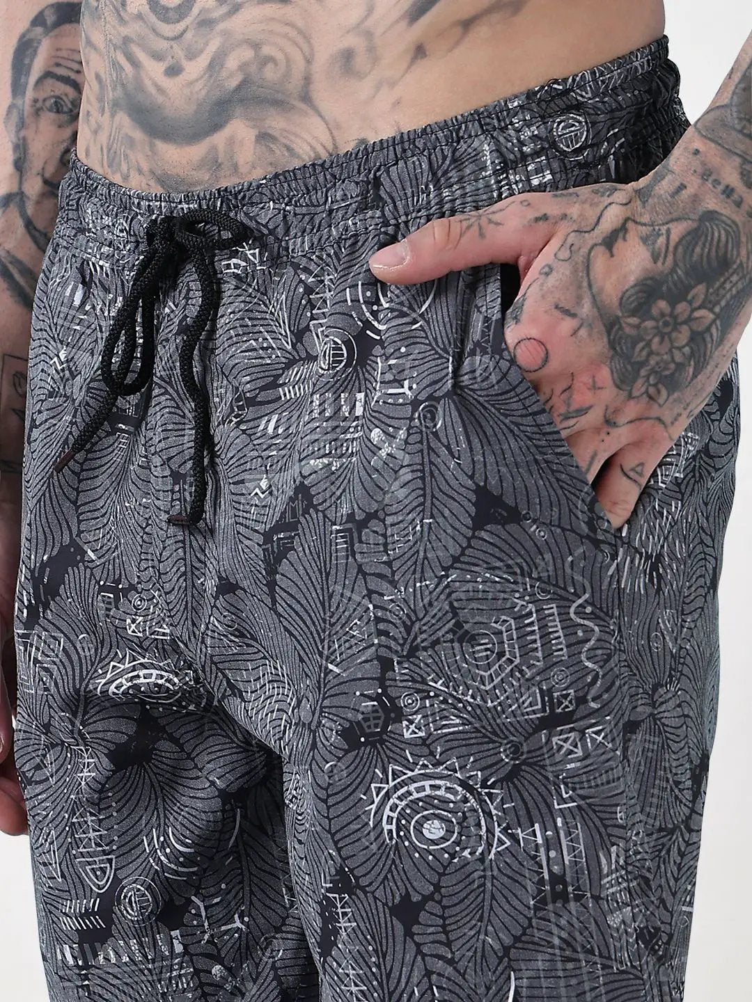 Men's Grey Indie Florals Cuban Collar Relaxed Fit Co-Ords Set - Uncategorized from SHOWOFFFF