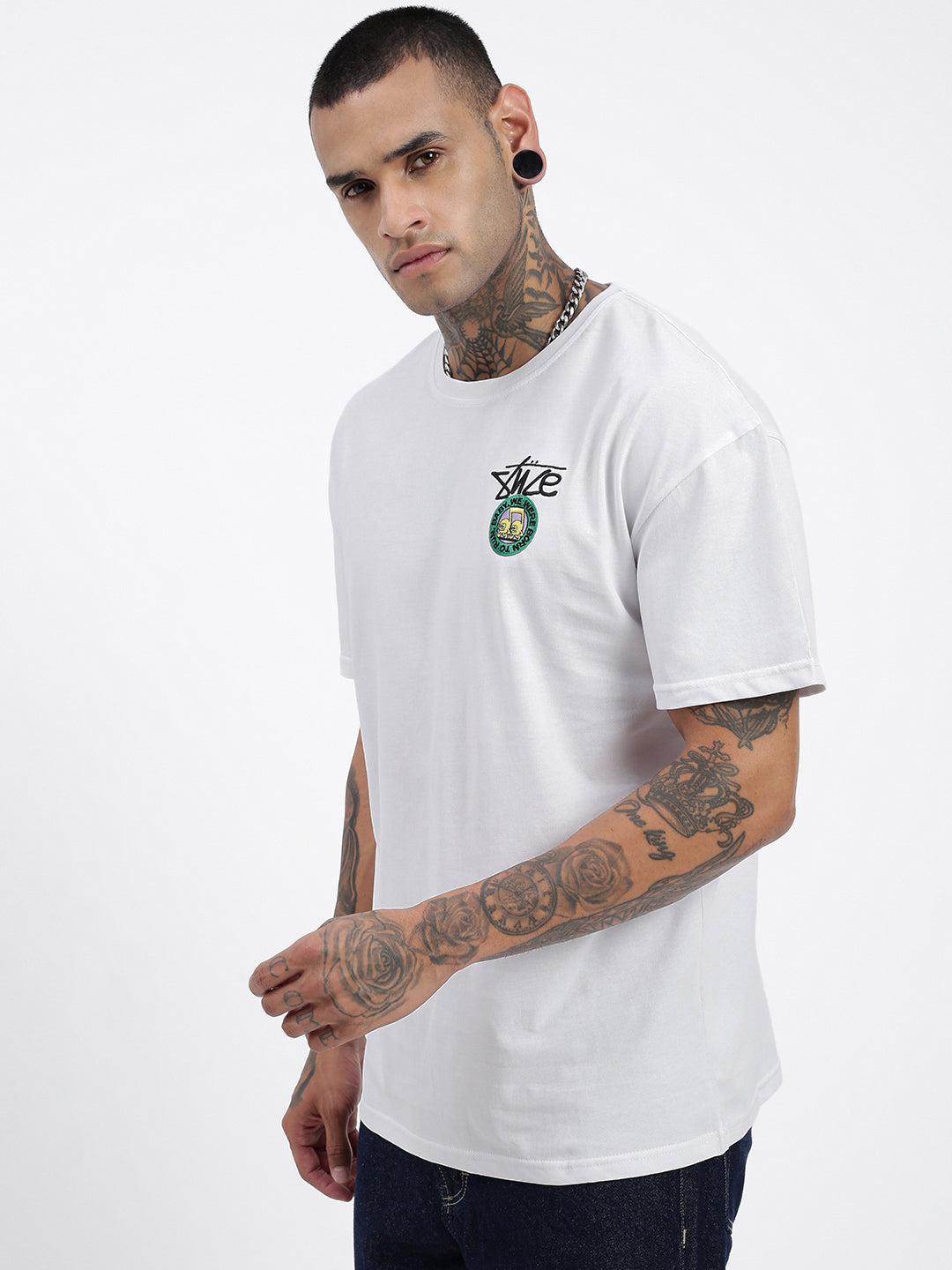 Men Graphic White Relaxed Fit T Shirt