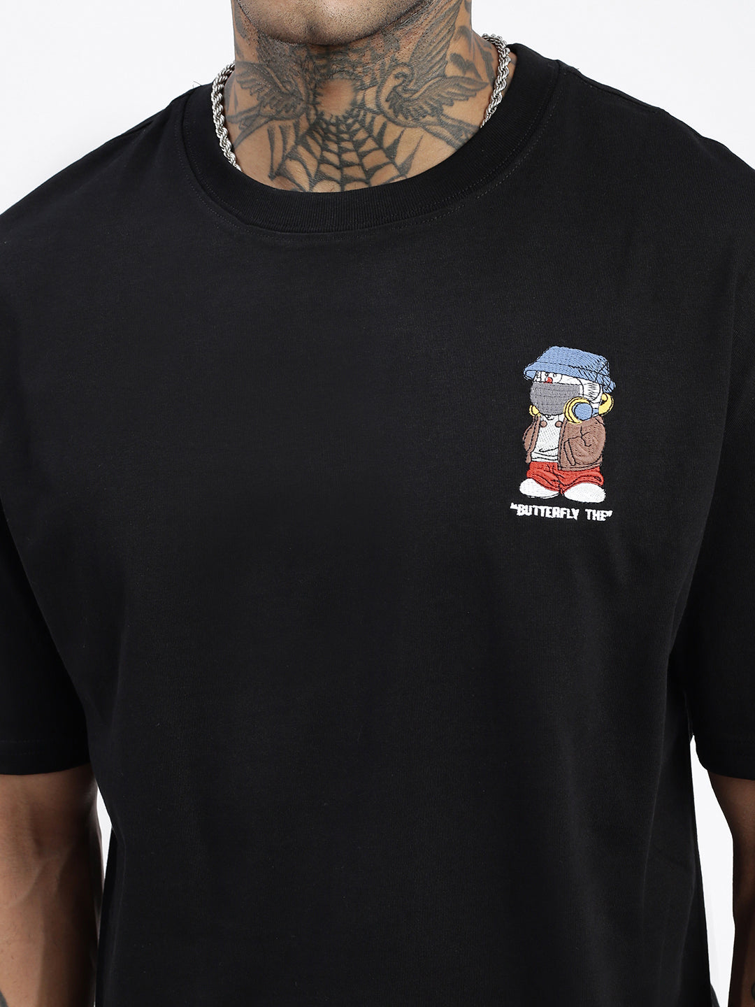 Men's Solid Black Relaxed Fit T-Shirt