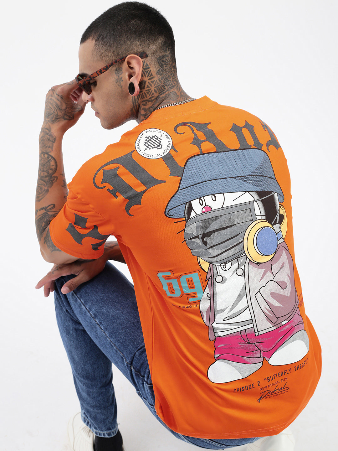 Men Solid Orange Relaxed Fit T Shirt