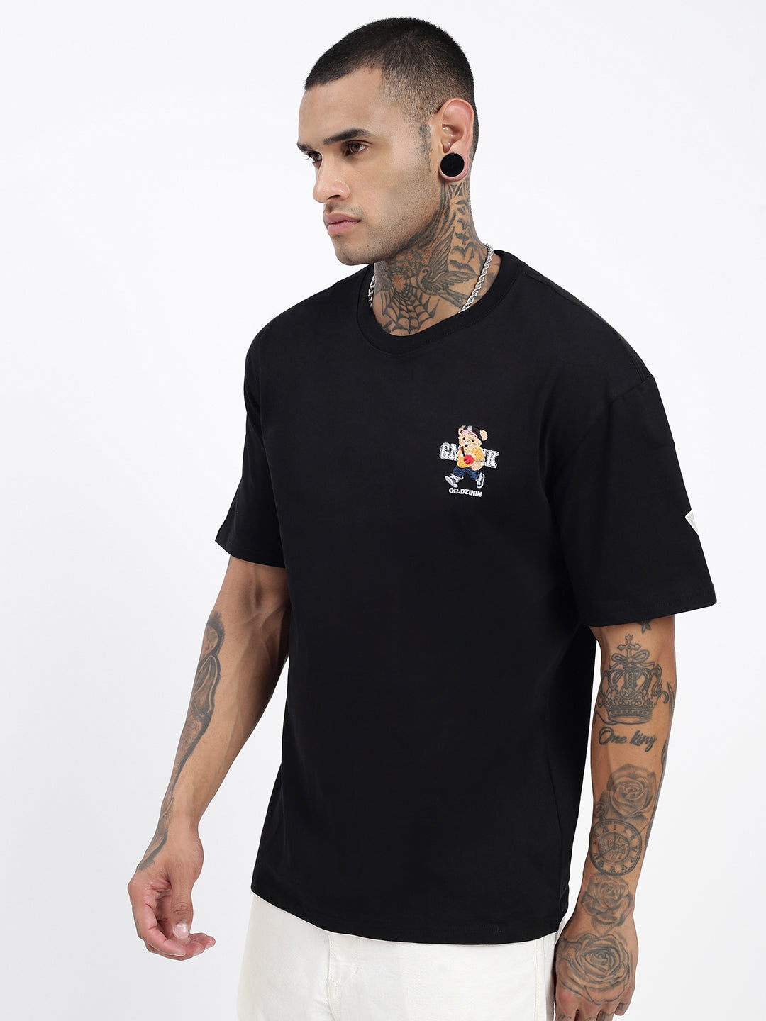 Men Graphic Black Relaxed Fit T Shirt