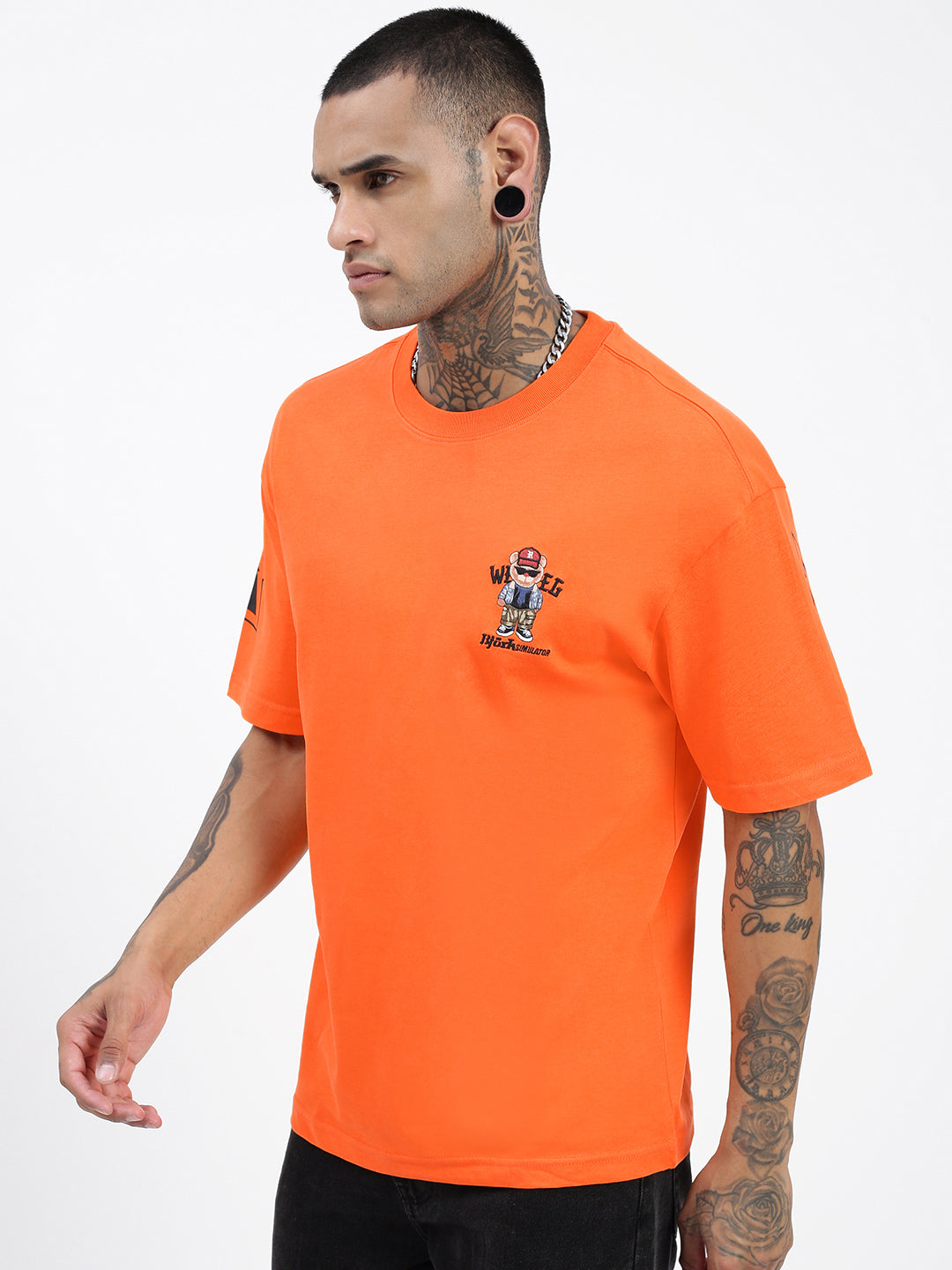 Men Graphic Orange Relaxed Fit T Shirt