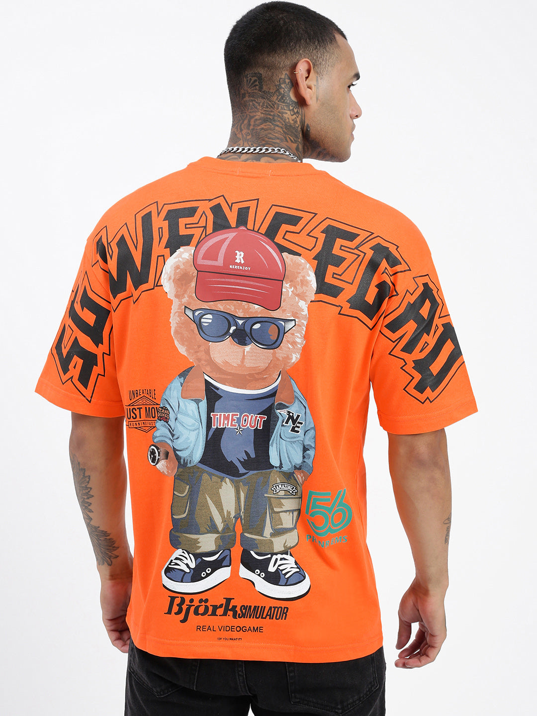 Men Graphic Orange Relaxed Fit T Shirt