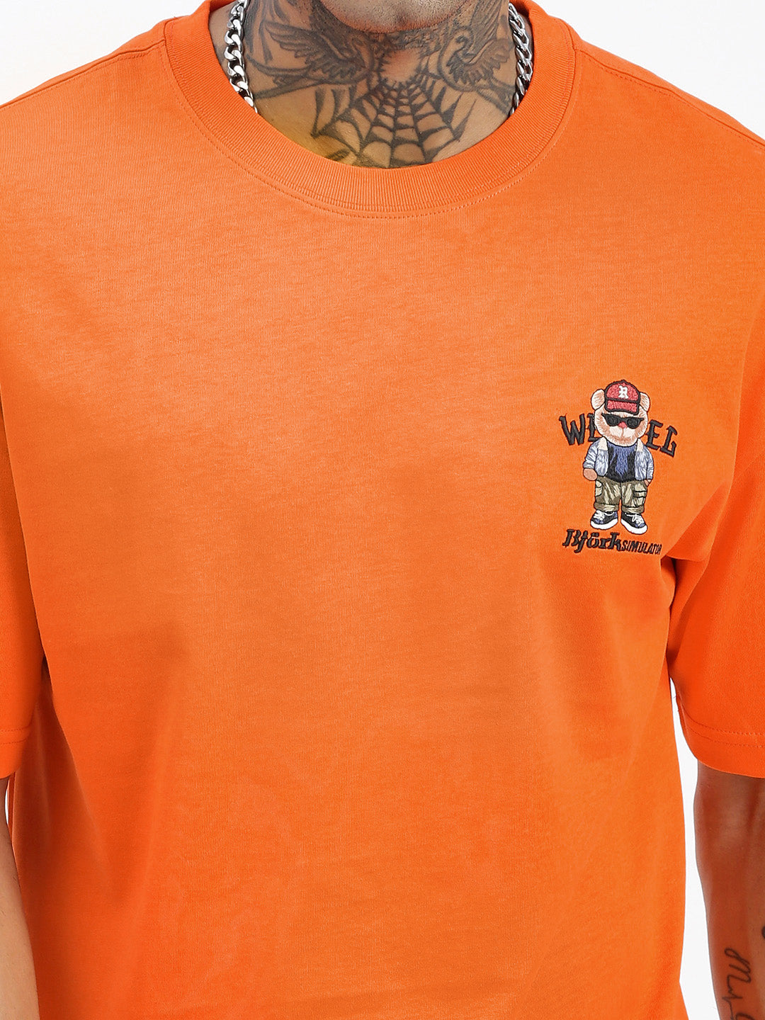 Men Graphic Orange Relaxed Fit T Shirt