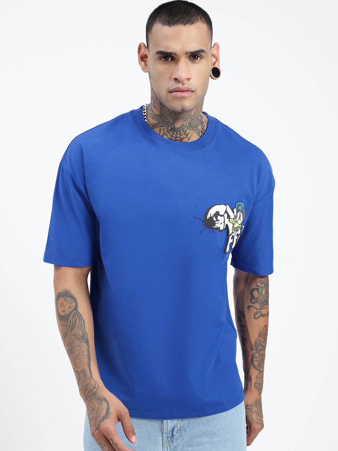 Men Graphic Blue Relaxed Fit T Shirt