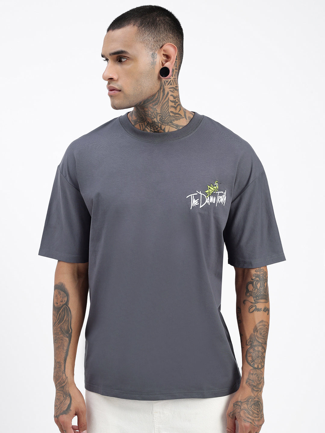 Men Graphic Grey Relaxed Fit T Shirt