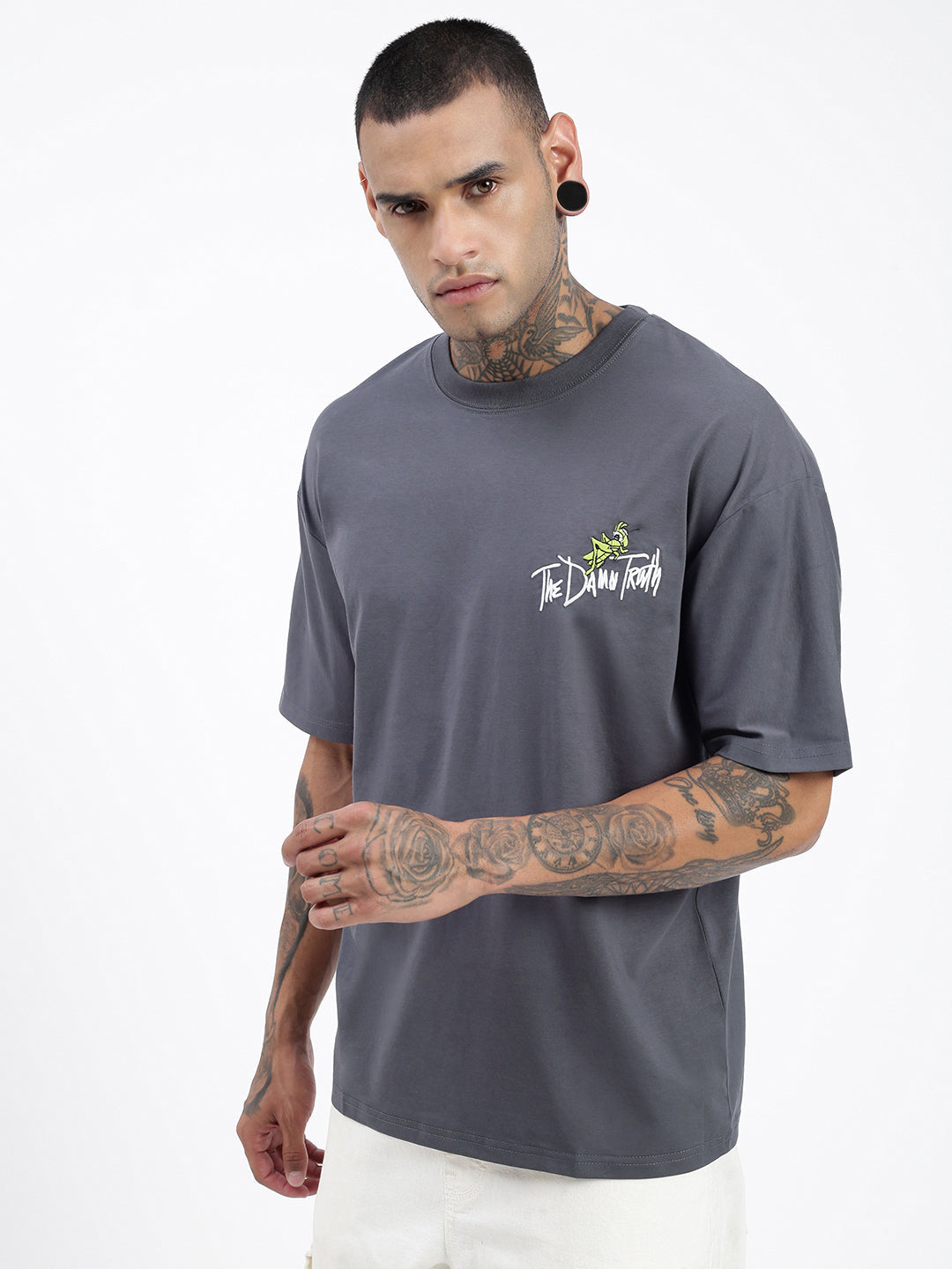 Men Graphic Grey Relaxed Fit T Shirt